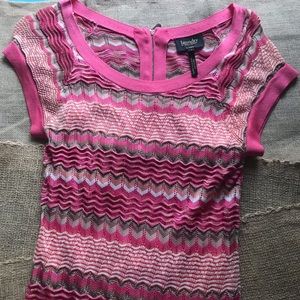 Laundry by Shelli Segal Pink Chevron Knit Dress S